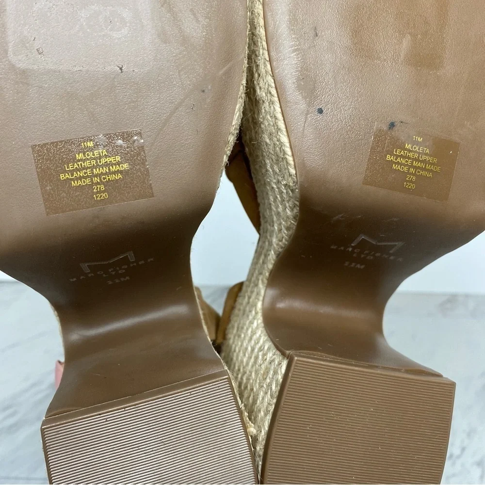 Marc Fisher Oleta Brown Suede Espadrille Platform Heeled Sandal 11M